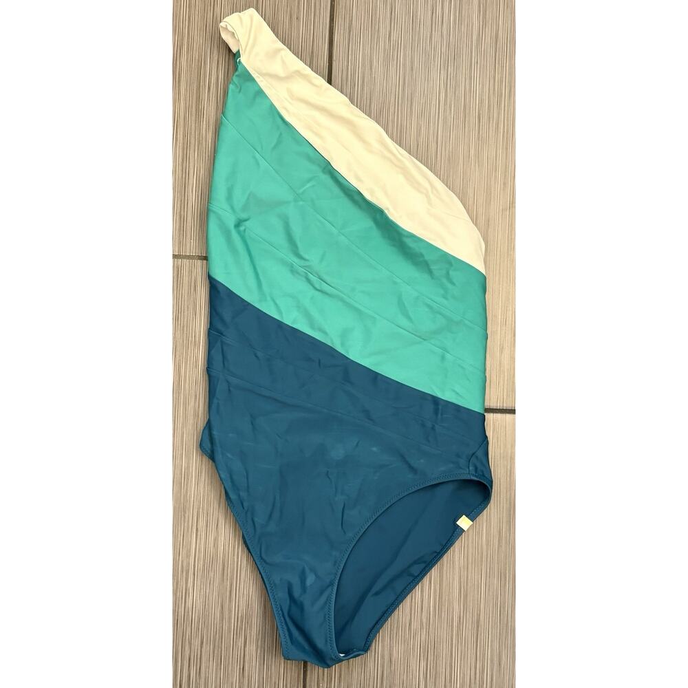 Summersalt The Sidestroke One-Piece Swimsuit Colorblock Seaweed/Seaglass/White 4